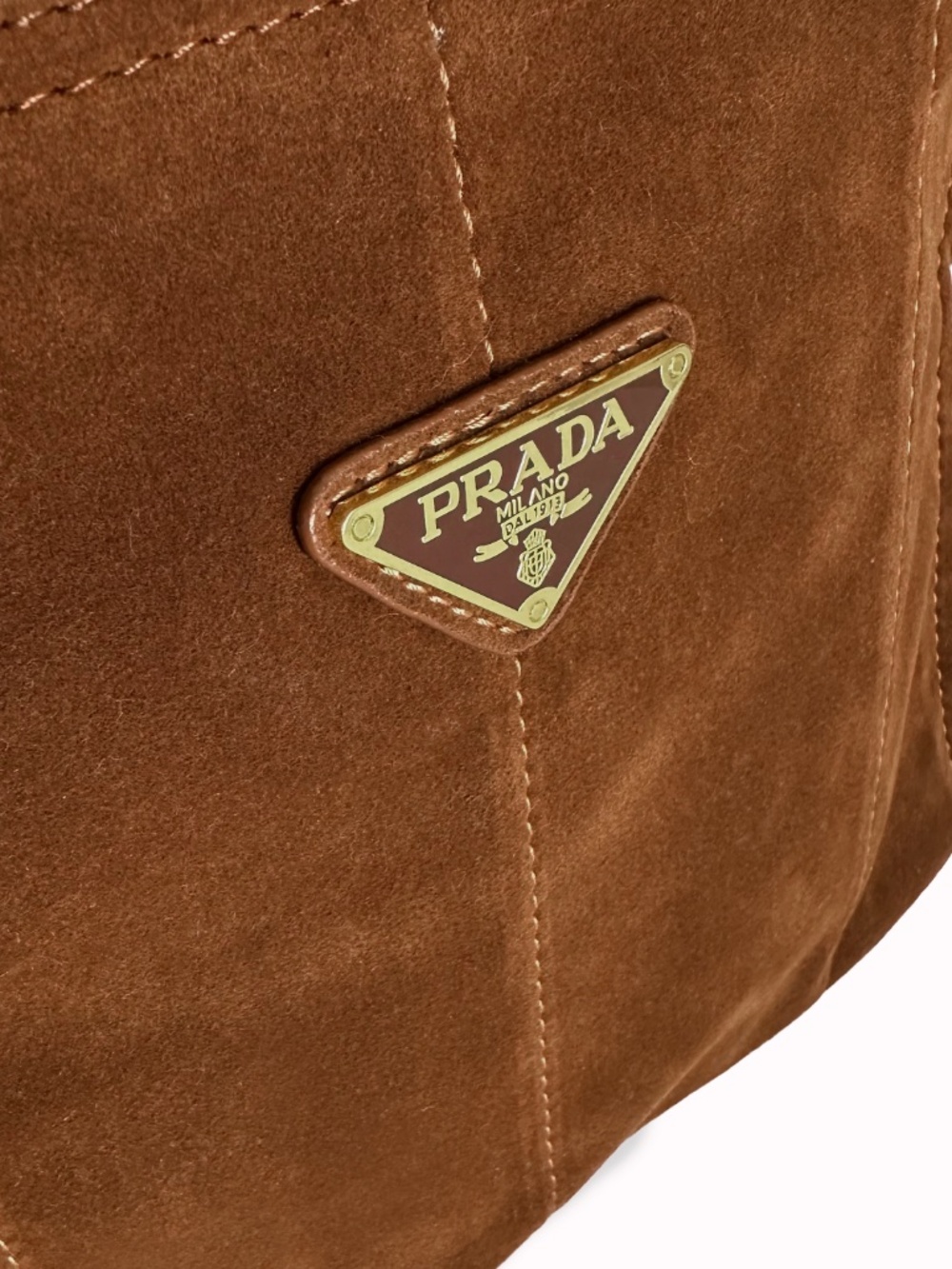Vintage PRADA Milano Sienna Brown Suede Tote Bag – Made in Italy - Picture 6 of 15